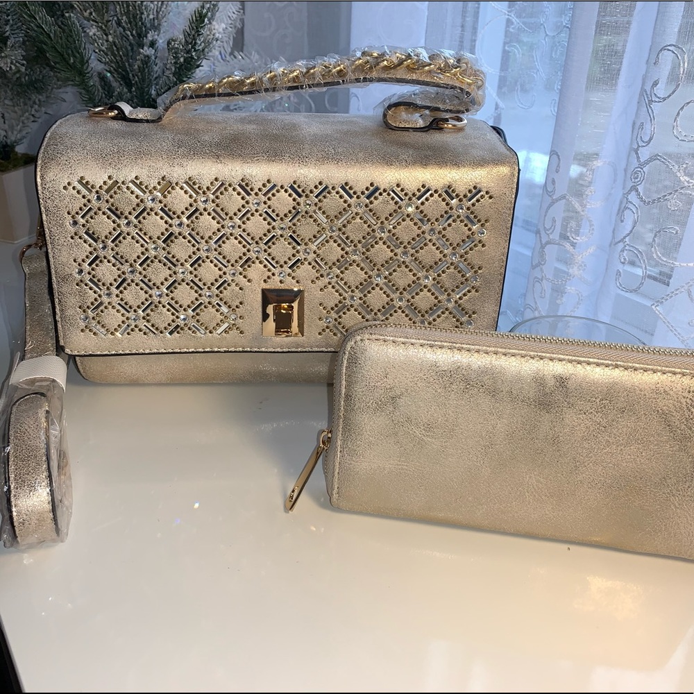 Gold Bling Purse & Wallet✨
